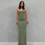 Satin Slip Backless Maxi Dress